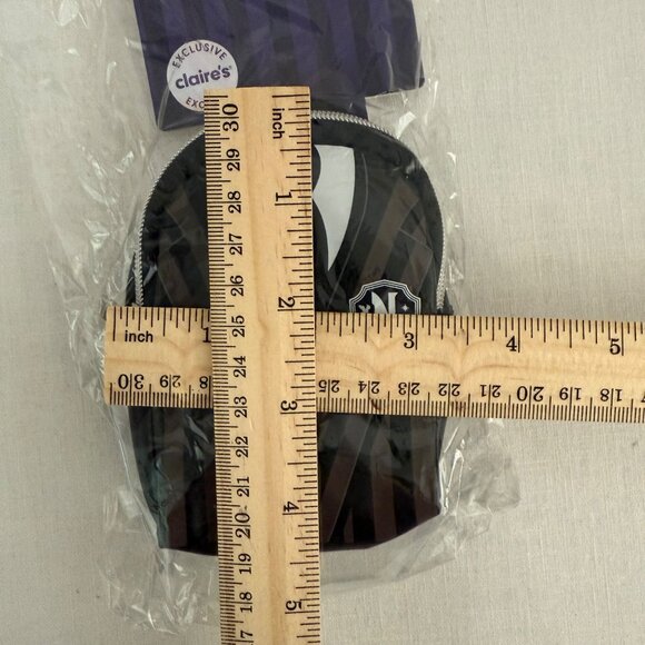 Exclusive Claires Wednesday Addams Keychain Bag Black Stripe Detail Neon Tuesday - Picture 8 of 8